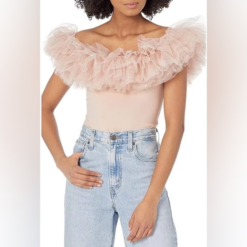 Tulle Ruffle Trim Bodysuit